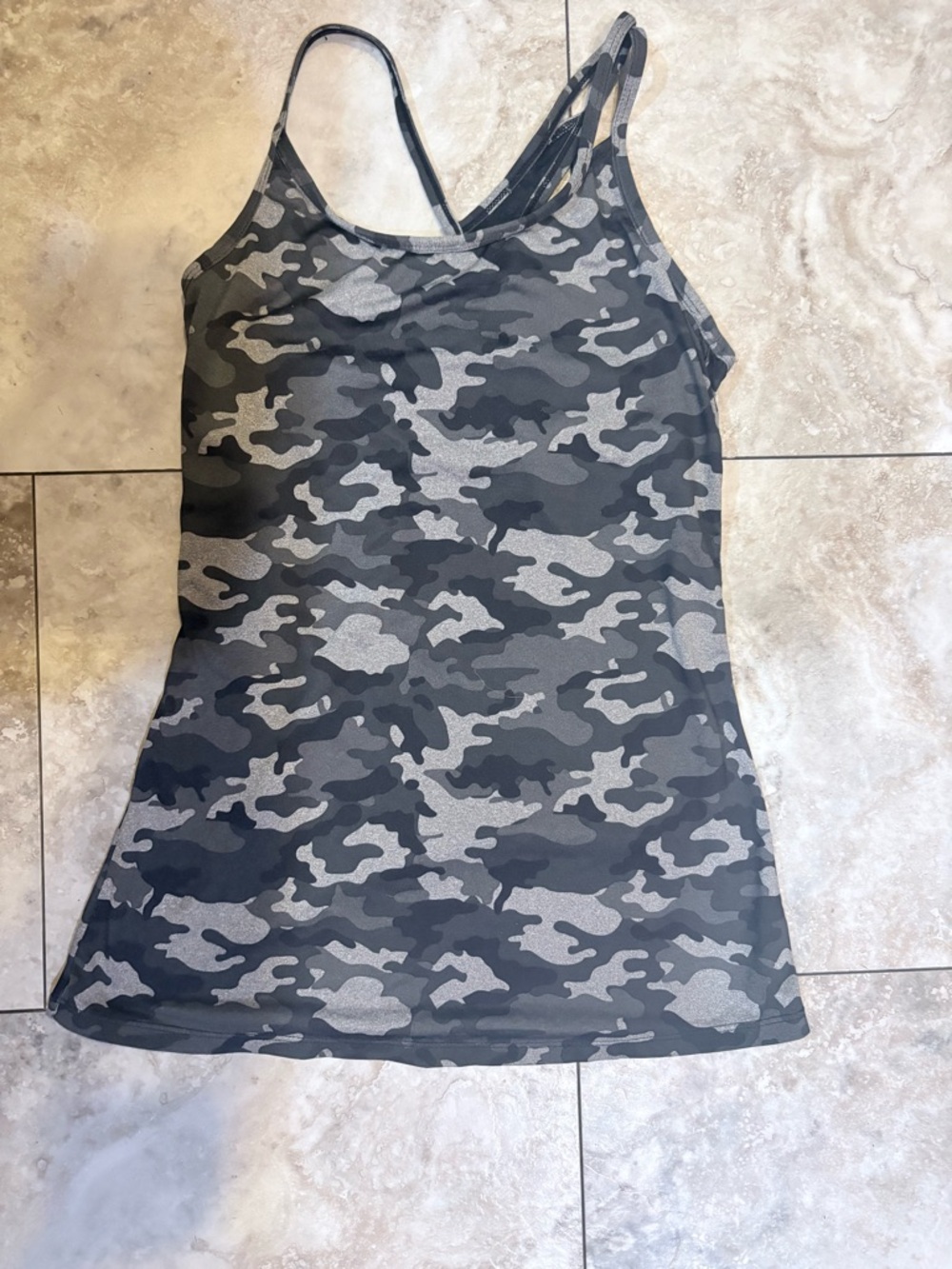 Women’s Charcoal Camo Tank Top with Slim Straps